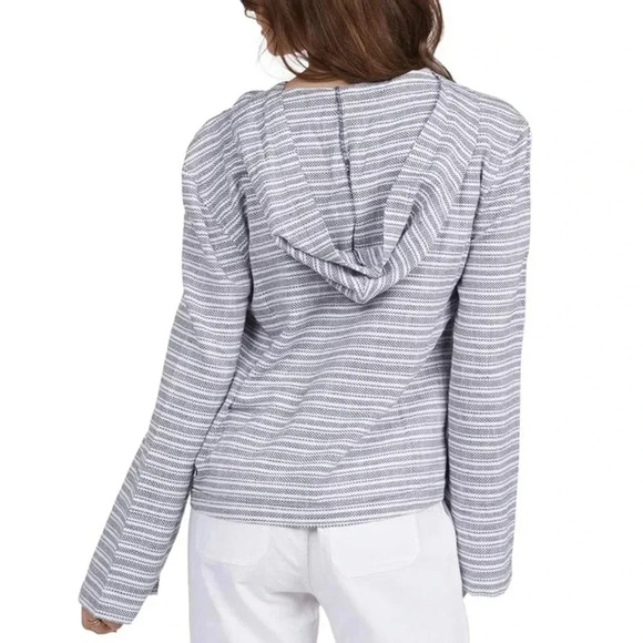 ROXY Cabo Trip Lace Up Long Sleeve Top Striped Woven Light Sweater Women’s Large - Picture 2 of 11
